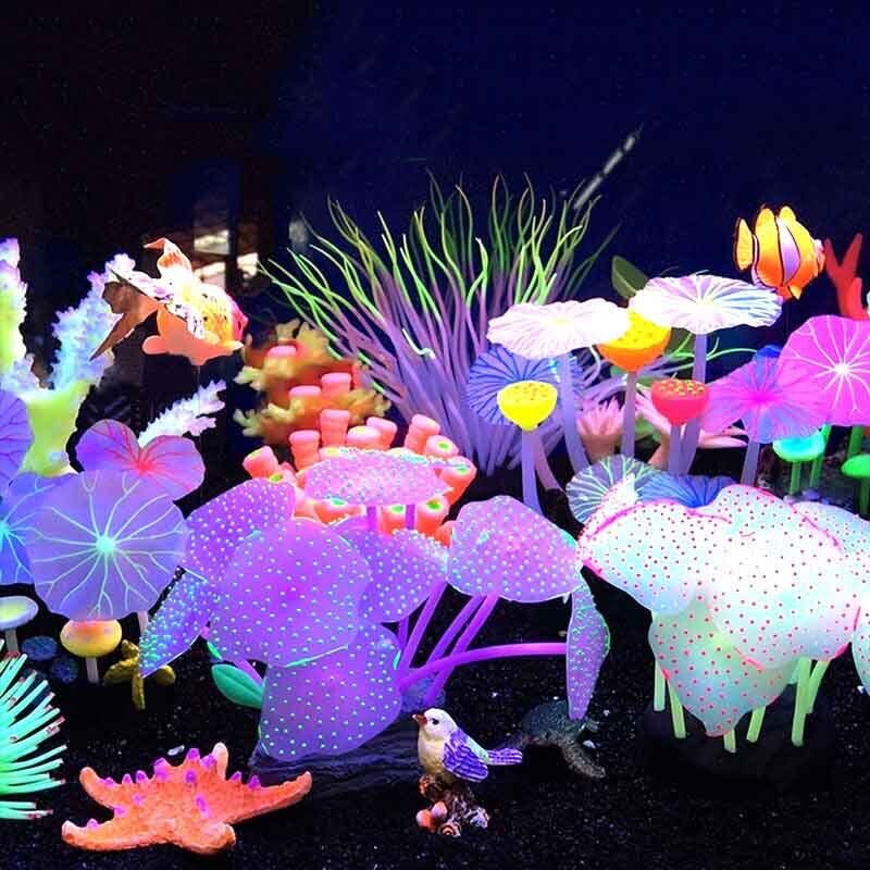 Live Plant Aquarium - 실리콘 발광 조경 인공 어항 물광