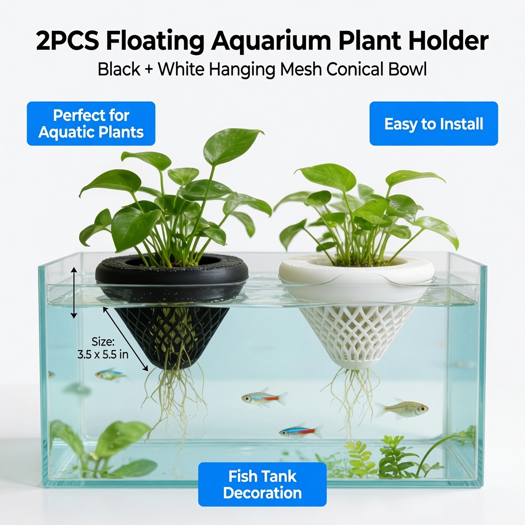 2PCS 플로팅 수족관 식물 홀더, 물고기 탱크용 걸이 - Plant Aquarium Pot 리뷰 및 가격
