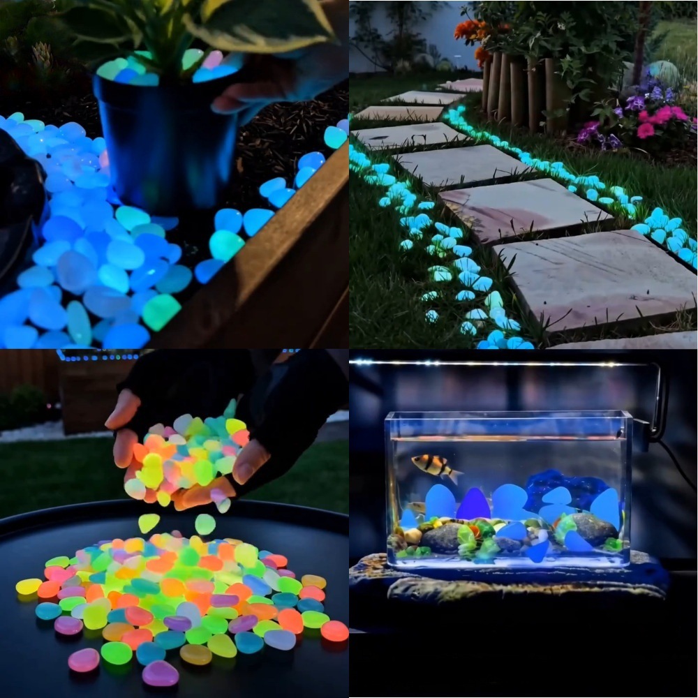 다채로운 야광 조약돌 정원석, 야외 정원 통로, 어항, - Plant Aquarium Pot 리뷰 및 가격